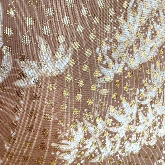 VTG Nancy Greer Dress Gold Metallic Mock Neck Sz 12 Thanksgiving Fall Floral 60s - Picture 2 of 9